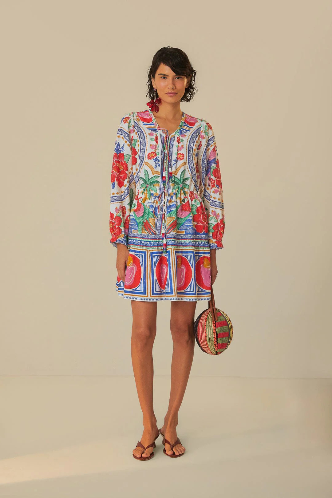 Off-White Flowers Beach Mini Dress | Farm Rio EU