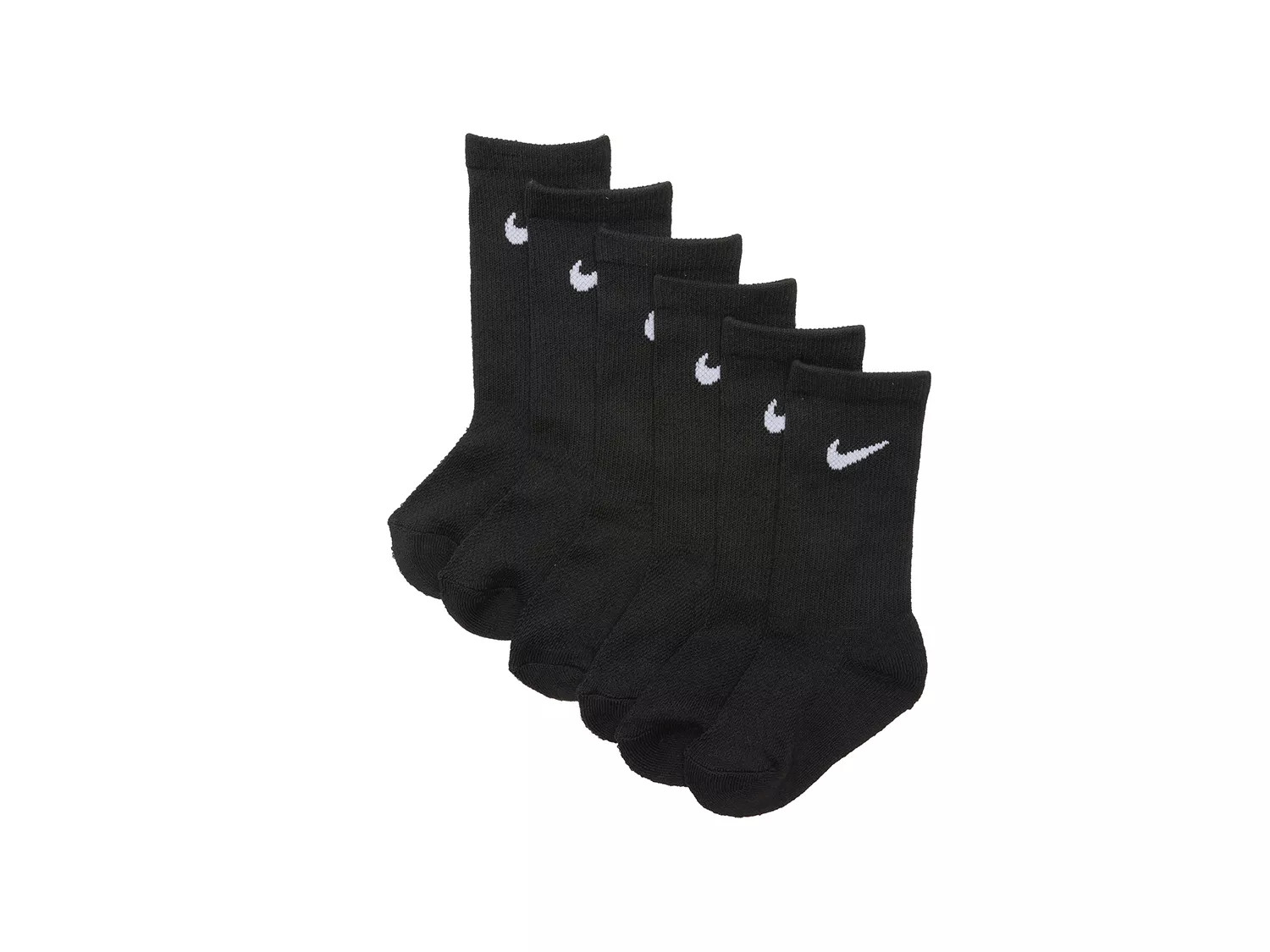 Nike Solid Kids' Crew Socks 6 Pack | Boy's | Black | Size XS | Socks | Athletic | Crew | DSW