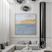 Abstract Wall Art Gray Blue Gold On Canvas Textured Acrylic Painting Minimalist Framed Home Decor | Etsy (US)