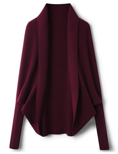 Women's Merino Wool Blend Oversized Cardigan 2025 Fall Winter Open Front Batwing Sleeve Rib Knit ... | Amazon (US)