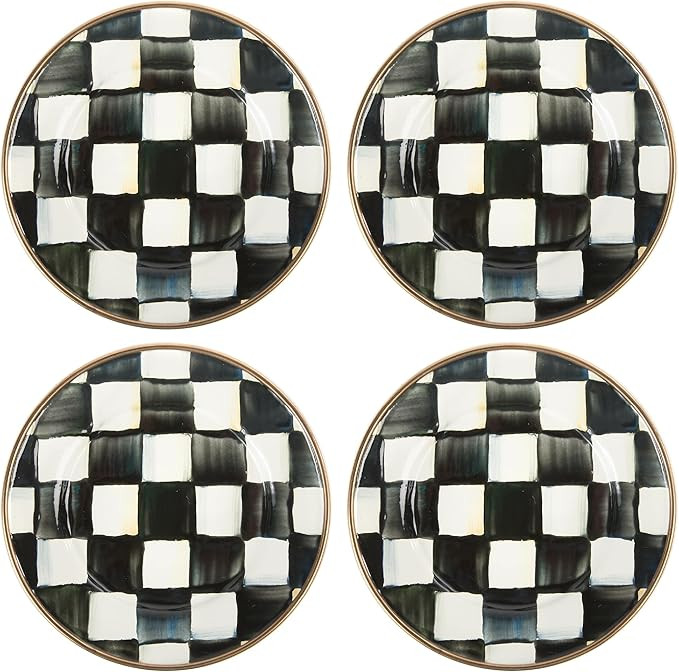 MACKENZIE-CHILDS Set of 4 Enamel Appetizer Plates, Mini Dessert Plates, 5 Inches, Black-and-White... | Amazon (US)