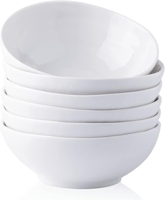 Ceramic Bowls For Kitchen, 22 oz Bowl Set of 6, Handmade Wavy Edge Cereal Bowls, Oven & Dishwashe... | Amazon (US)