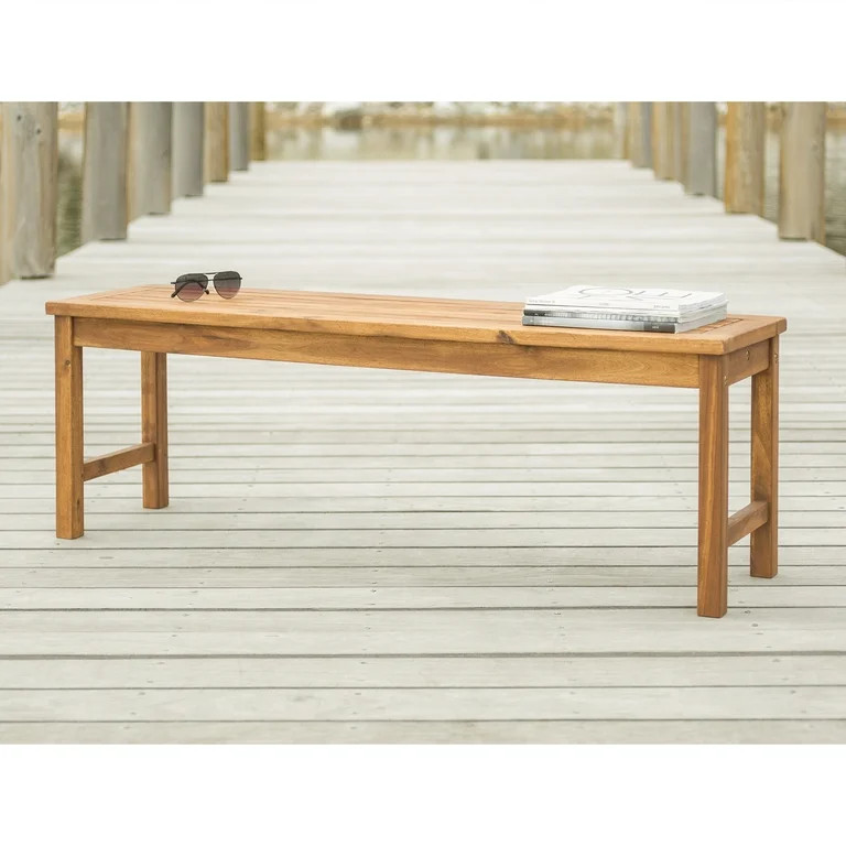 Manor Park Outdoor Raised Acacia Wood Bench - Brown | Walmart (US)