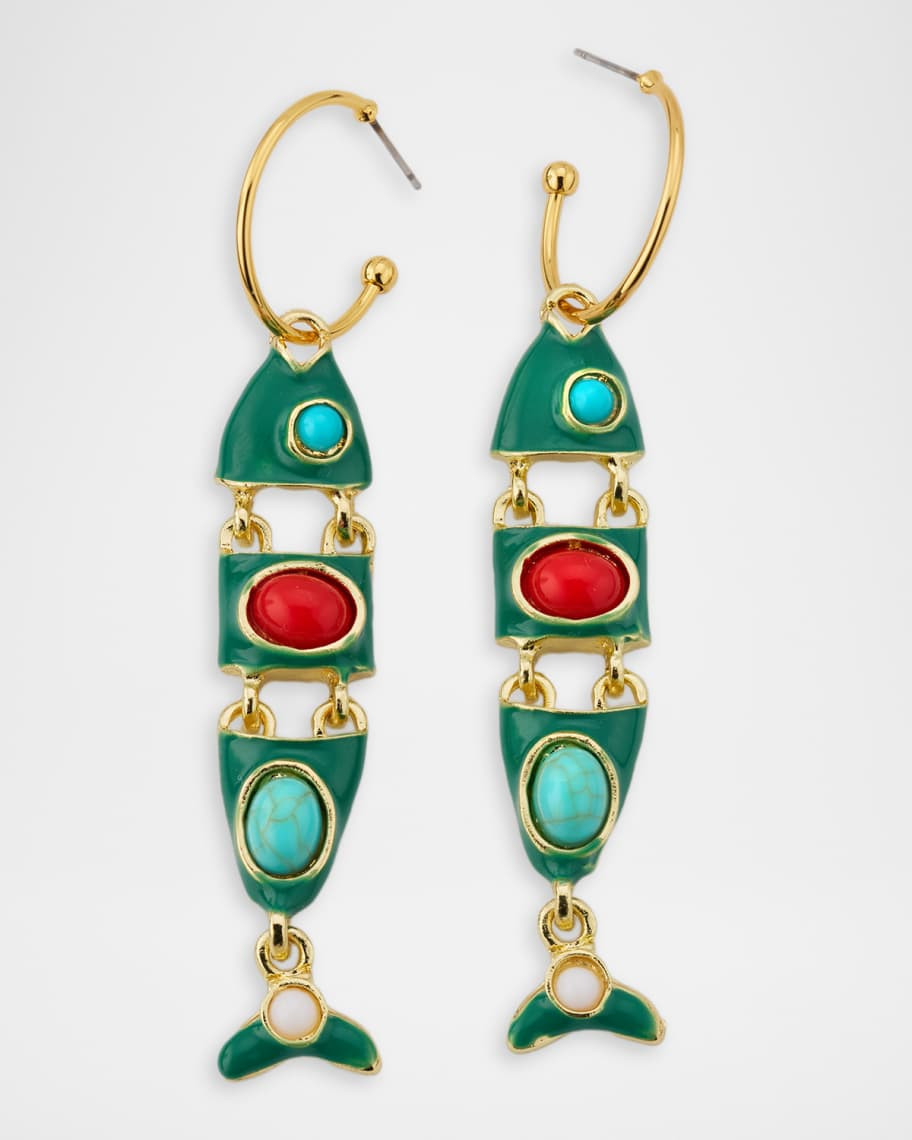 Golconda by Kenneth Jay Lane Colorful Fish Dangle Earrings | Neiman Marcus