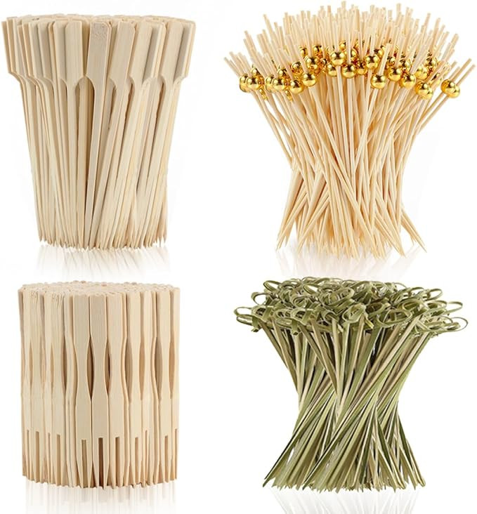 400 Cocktail Picks Bamboo Skewers for Appetizers,Fancy Toothpicks for Appetizers 4.7"Eco-Friendly... | Amazon (US)