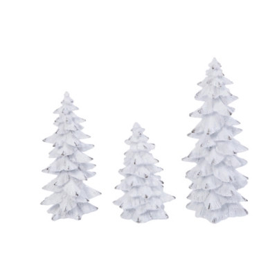 Christmas Resin White Glitter Trees (set Of 3), White | Ashley Homestore