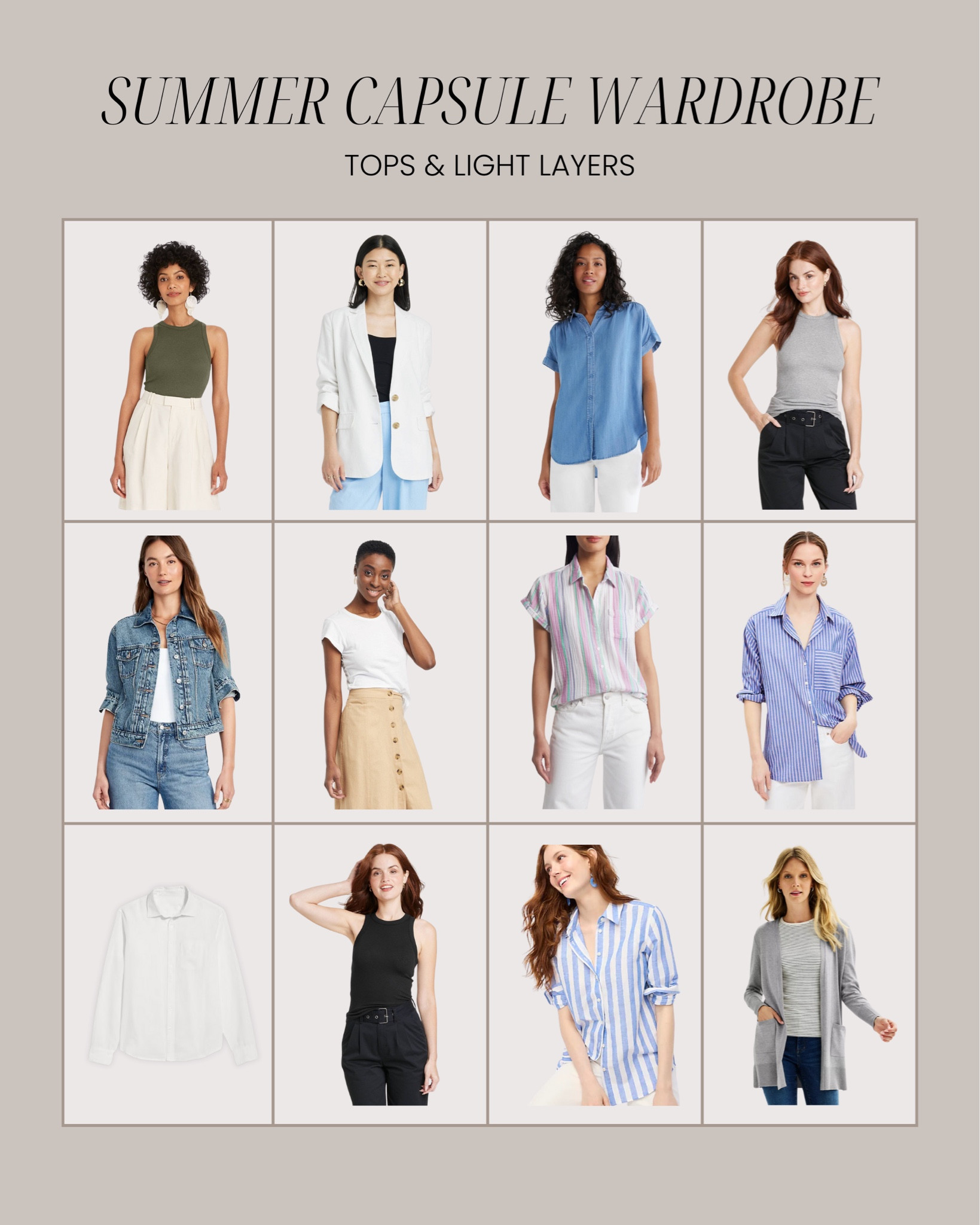 Summer Capsule Wardrobe: tops & light layers edition 🤍✨

#LTKSeasonal #LTKStyleTip