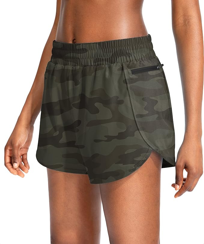 Soothfeel Womens Running Shorts with Zipper Pockets 3"/5" High Waisted Athletic Gym Workout Short... | Amazon (US)