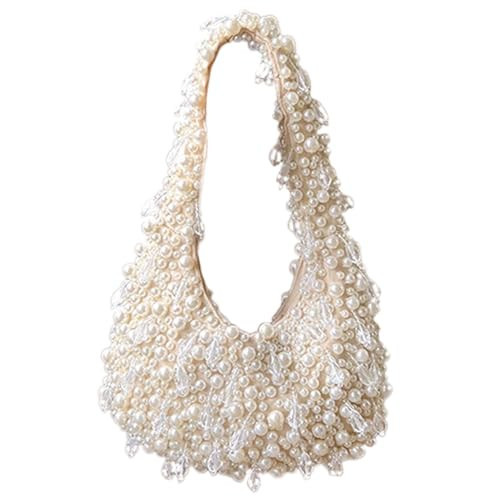 Small Pearl Beaded Purse for Women Summer Vacation Top Handle Purses Luxury Pearl Evening Bag Handmade Beaded Handbag | Amazon (US)