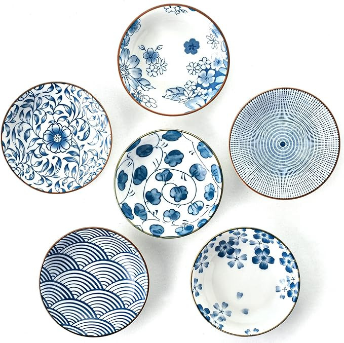 WEUNUM Soy Sauce Bowls/Dishes Set of 6, 4 Inch Dipping Bowls Sushi Plates and Appetizer Dessert S... | Amazon (US)