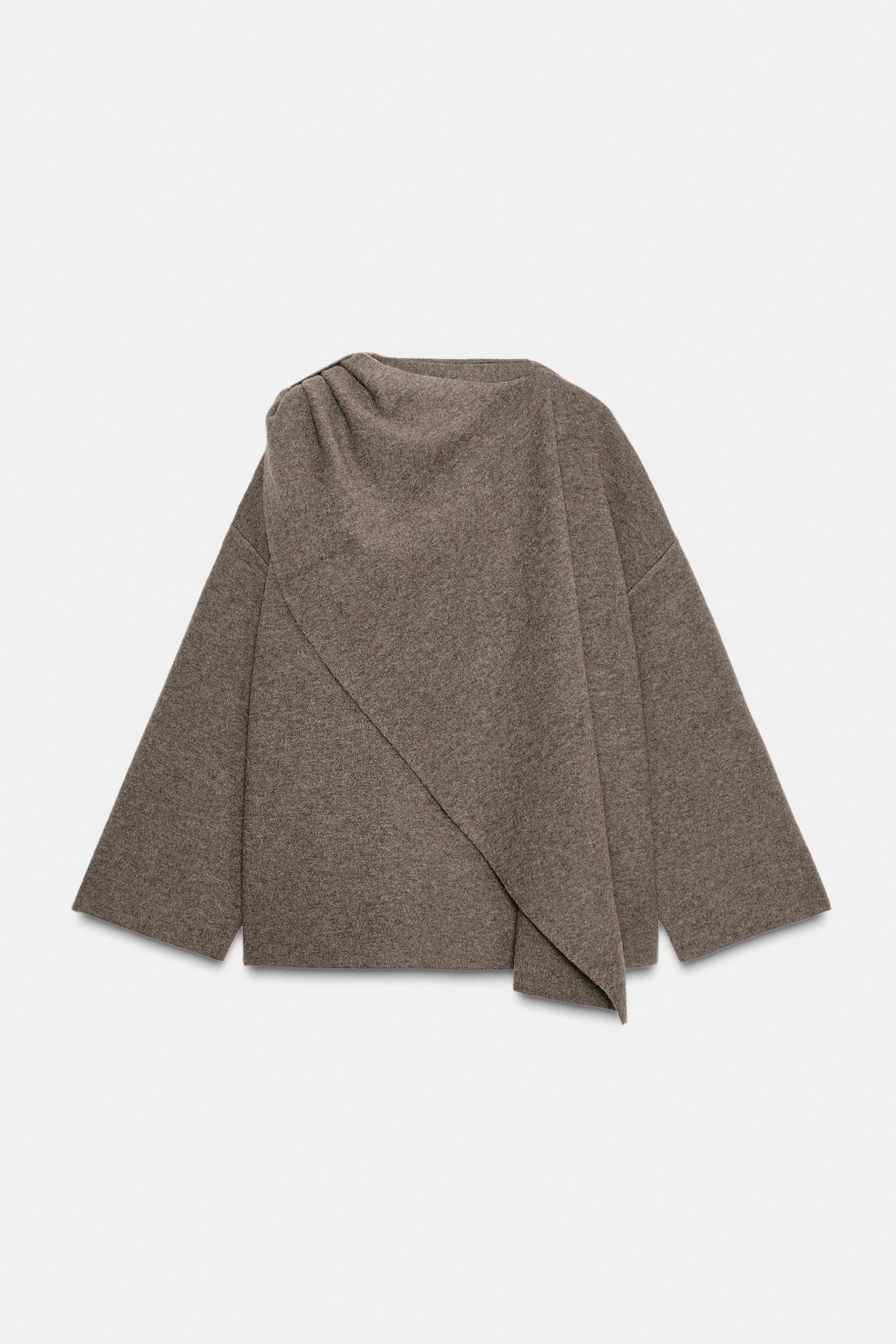 SHORT KNIT COAT WITH SCARF | Zara US