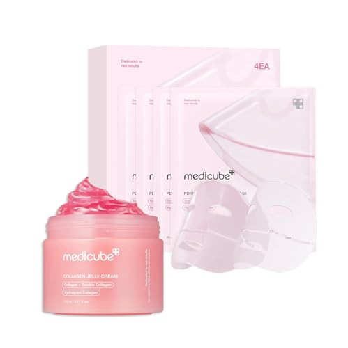 medicube Pink Glass Glow Duo for Uneven skin: Collagen Jelly Cream 110ml and Salmon DNA PDRN pink collagen jelly gel mask (4ea) | Amazon (US)