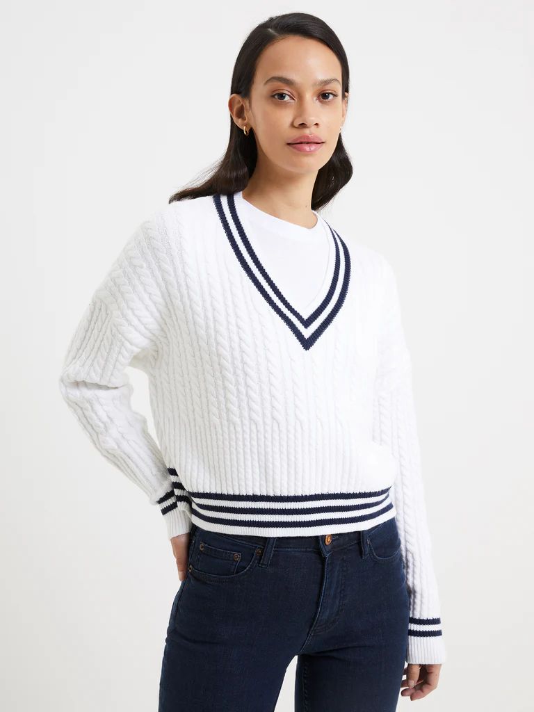 Babysoft Cable Knit V Neck Sweater | French Connection (US)