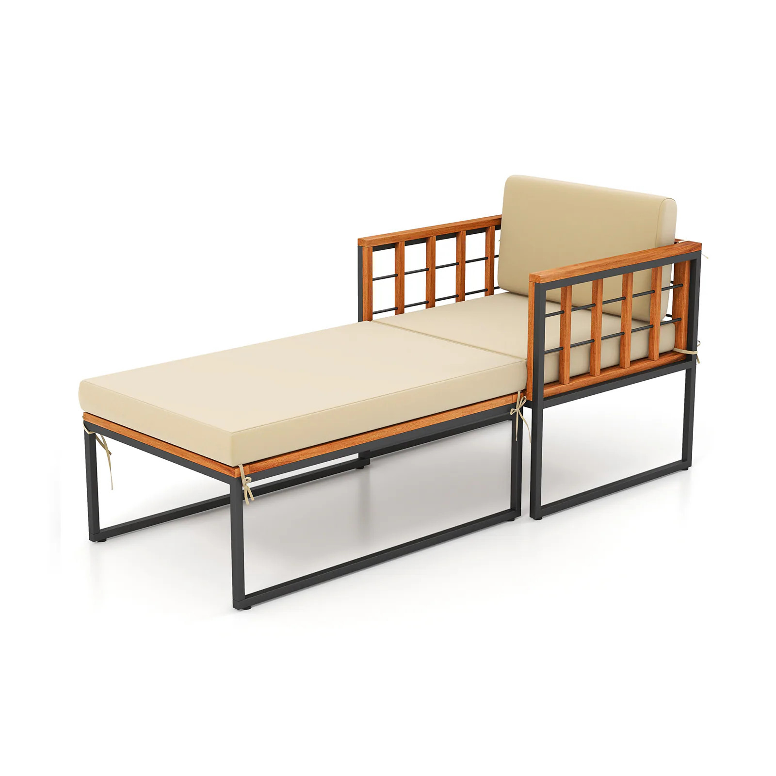 LIVIZA Black Steel Frame Stationary Chaise Lounge Chair with Off-white Cushioned Seat | OUG71672BN | Lowe's
