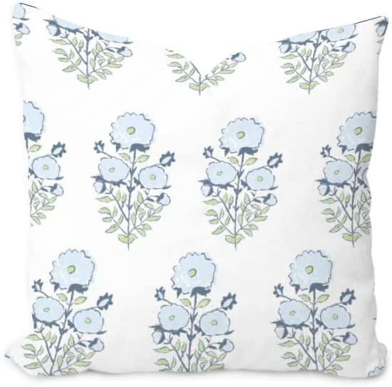 ArogGeld Lisa Fine Mughal Flower Pillow Cover in Monsoon Designer Blue Throw Pillows Farmhouse Cu... | Amazon (US)