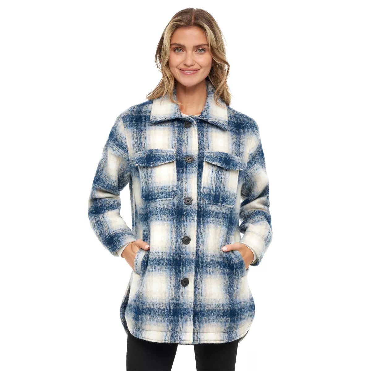 Women's Oversized Plaid Shirt Shacket Lined Coat - S.E.B. By SEBBY | Target
