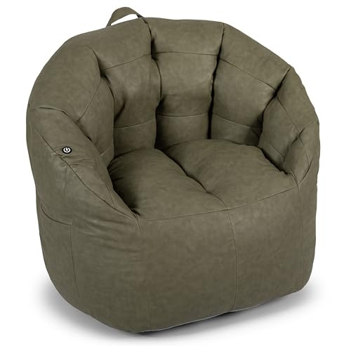 Big Joe Milano w/Vibe Vibrating Massage Bean Bag Chair for Kids, Teens, Adults, Olive Green, Vegan Leather, Lightweight Seat for Reading Nook and Gaming 2.5 Foot Refillable | Amazon (US)