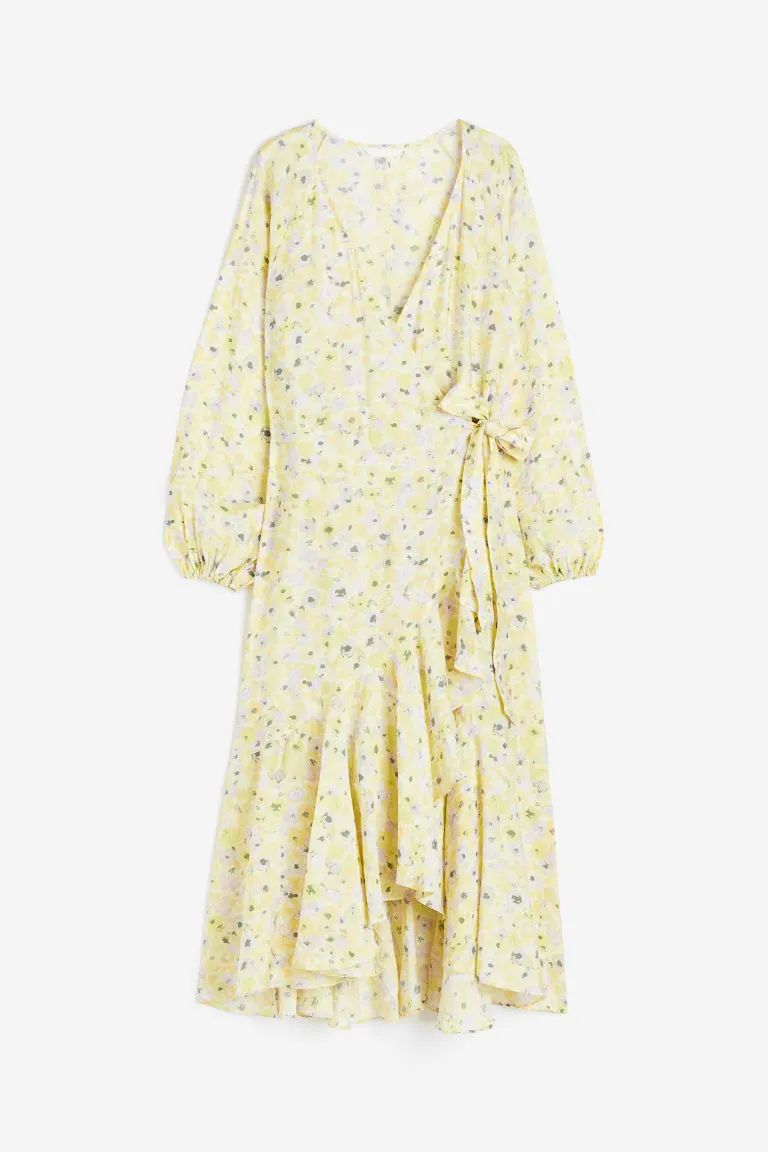 Maxi Wrap Dress - Light yellow/floral - Ladies | H&M US | H&M (US + CA)