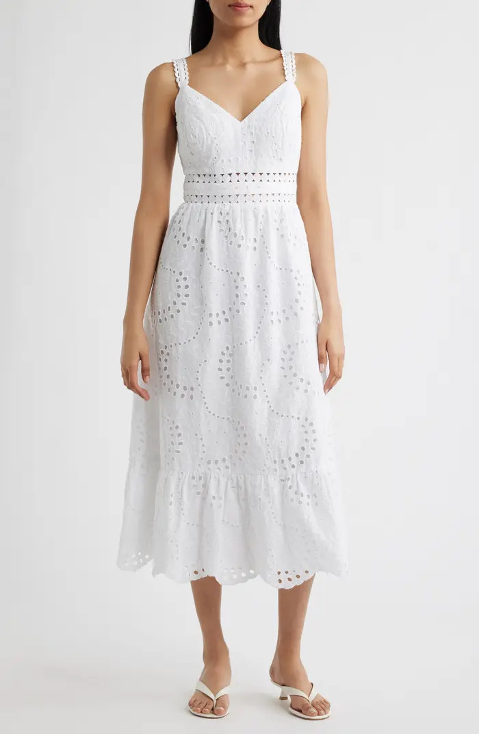 Trini Eyelet Sleeveless Flared Maxi Dress | Nordstrom