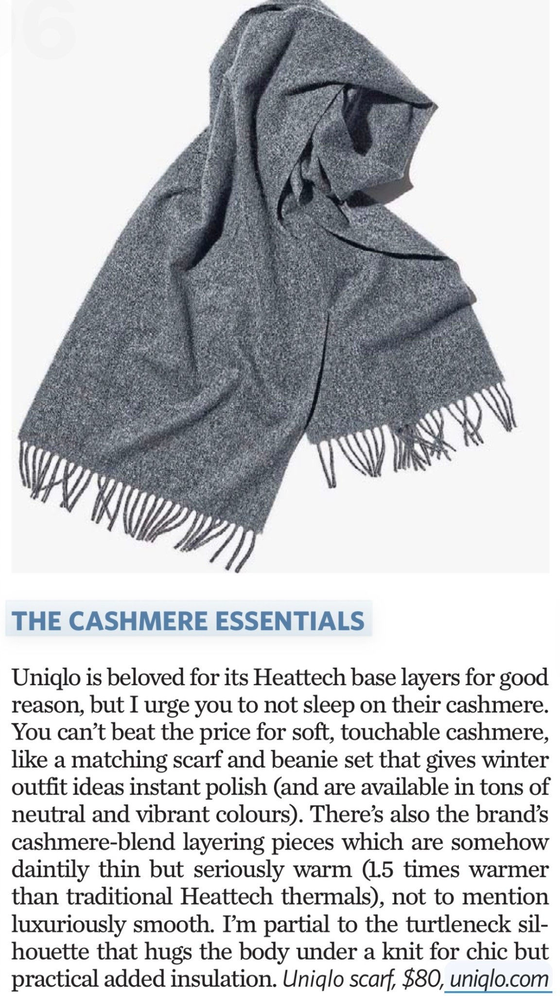 Uniqlo’s 100% cashmere scarf for a great prices great gift for her or him. It’s a unisex scarf 

#LTKworkwear #LTKgiftguide #LTKwinter