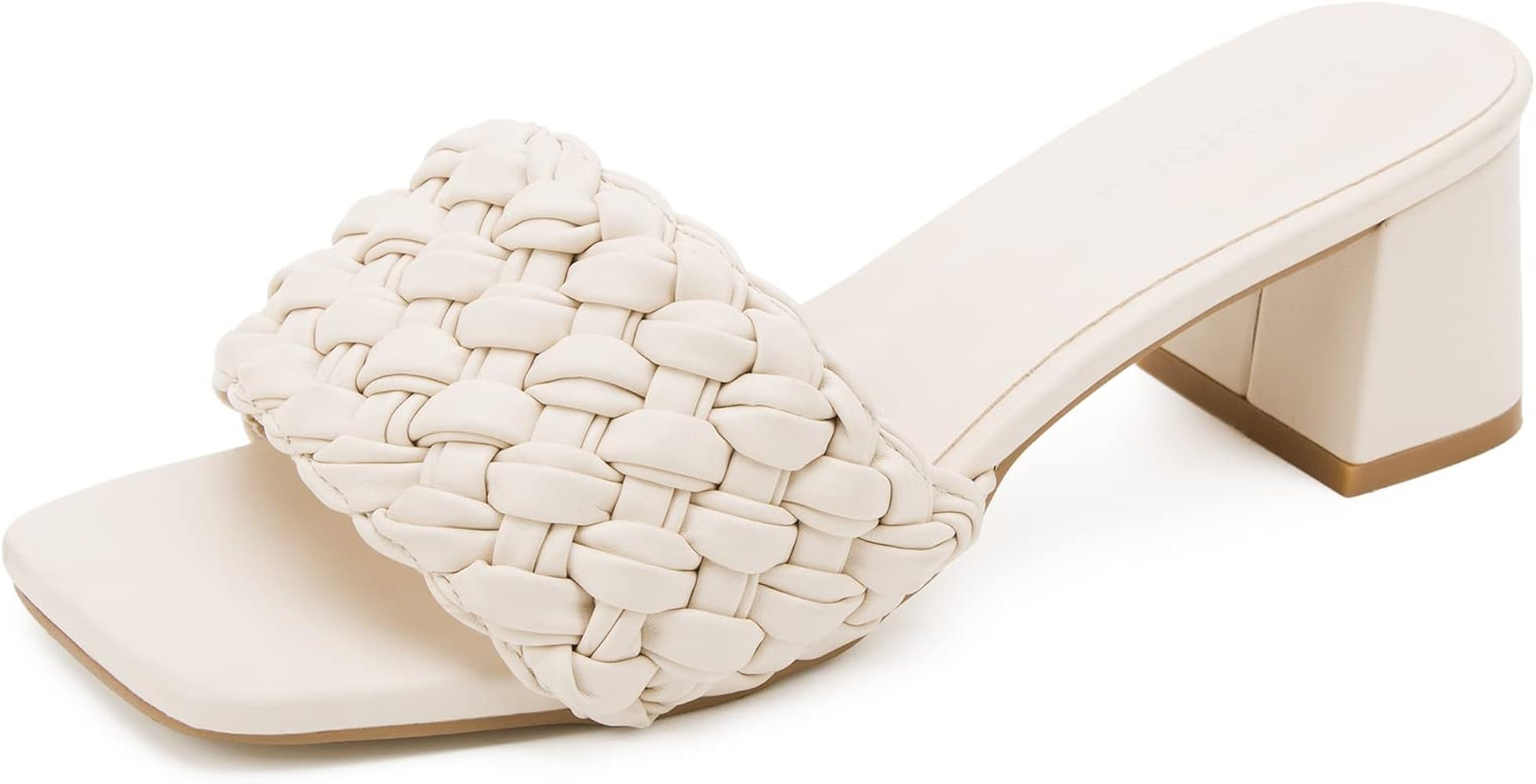 Greatonu Women's Braided Sandals with Block Heel Square Open Toe Mules Heels Summer Dressy Shoes ... | Amazon (US)