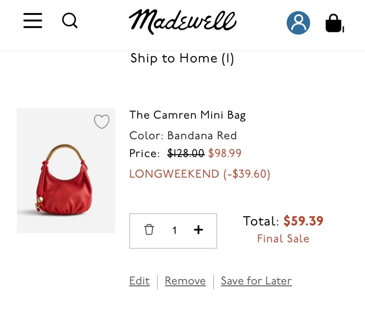 I’ve received soo many compliments on this mini bag from Madewell! Love the pop of red to any outfit! Code LONGWEEKEND gives you the additional 40% off!

#LTKStyleTip #LTKSaleAlert #LTKItBag