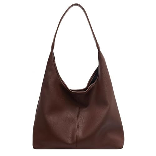 Hobo Bags for Women Slouchy Tote Bag Soft Casual PU Leather Shoulder Purses 2pcs Work Everyday Handbags (Coffee) | Amazon (US)