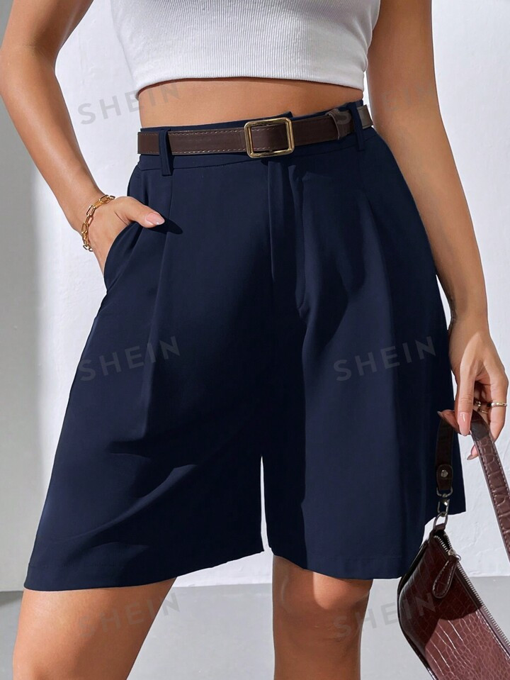 SHEIN Essnce Women's  Summer  Woven Casual Bermuda Shorts | SHEIN