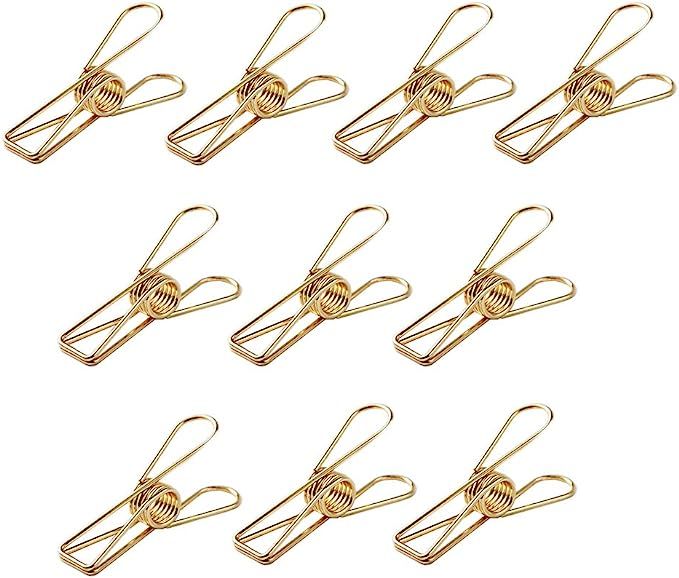Rurili 20 Pieces Metal Wire Hollow Out Multi-Purpose Utility Clips Invoice Bill Paper Clips Cloth... | Amazon (US)