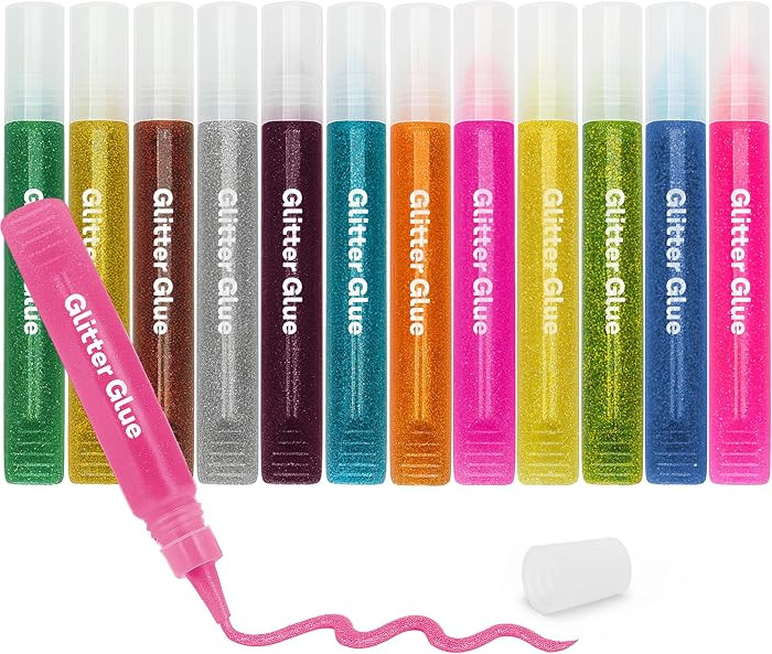 Glitter Glue Pens - 12 Pack Arts & Crafts Glitter Pen, Washable & Non-Toxic, Glitter Glue Pens fo... | Amazon (US)