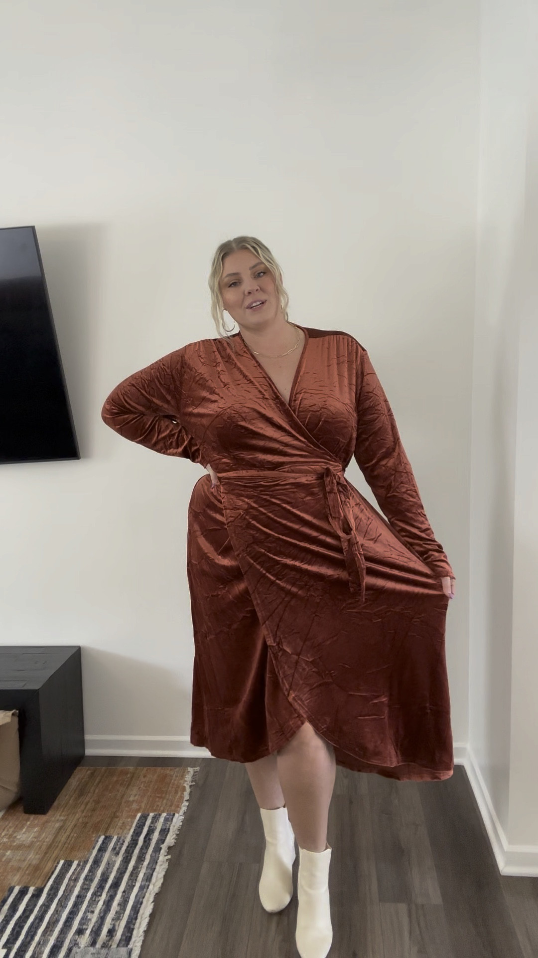 Plus velvet outlet wrap dress