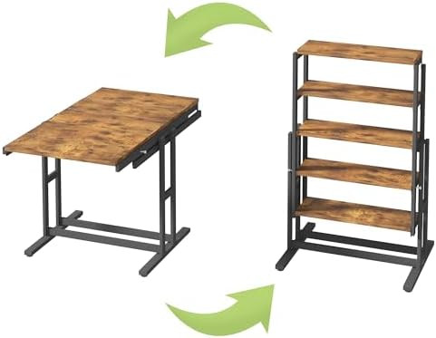 Extendable Dining Table Convertible 2 in 1 Shelf to Table with Metal Frame Industrial and Rustic ... | Amazon (US)