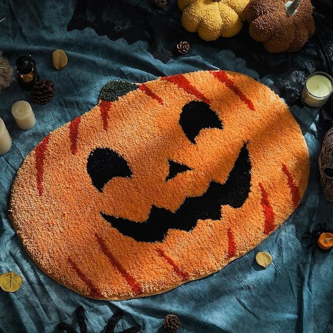 Pumpkin Bathroom Rugs for Happy Halloween, Cute Pumpkin Shaped Rugs, Machine Washable Orange Bath... | Amazon (US)