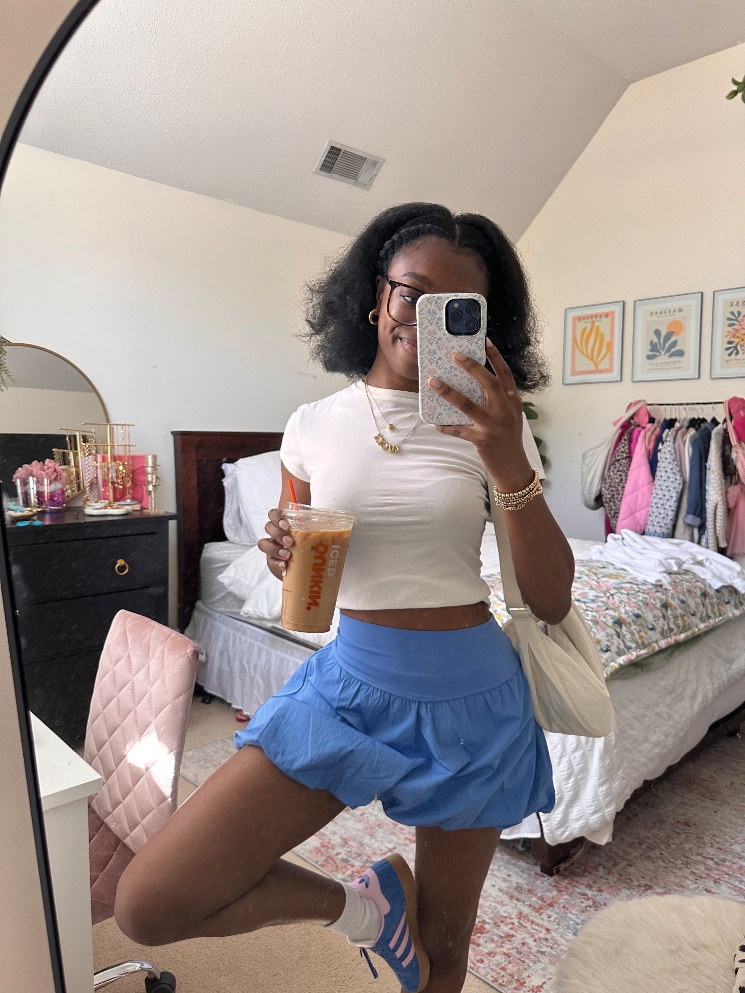 Aerie Bubble skirt, casual spring outfit, blue skirt, adidas 

#LTKShoeCrush #LTKStyleTip #LTKFindsUnder100