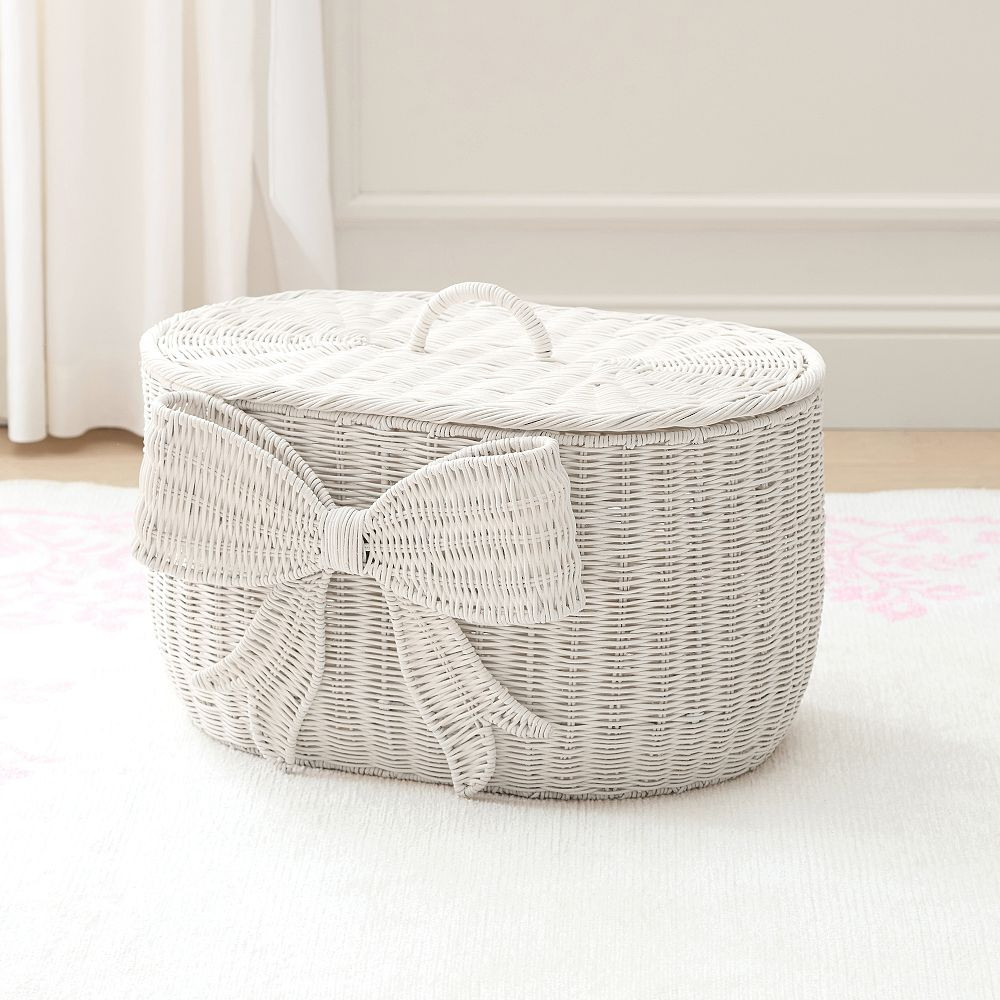 LoveShackFancy Woven Bow Lidded Trunk (23"x 15") | Pottery Barn Teen