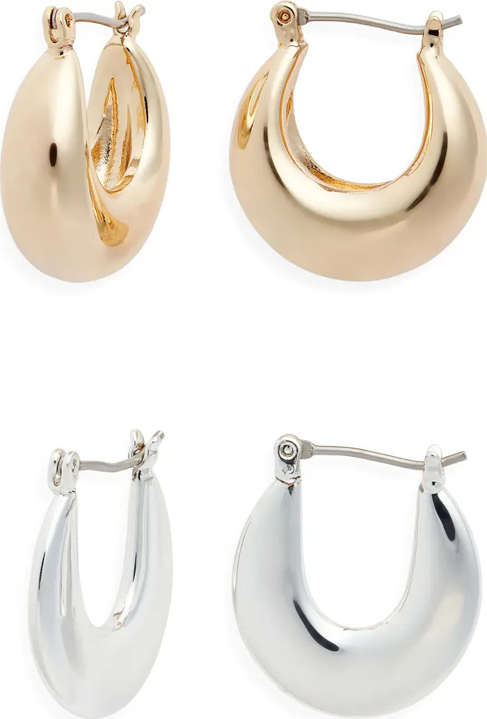 Ettika 2 Pairs of Mixed Metal Hoop Earrings | Nordstrom | Nordstrom