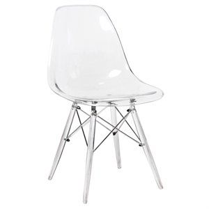 LeisureMod Dover Dining Side Chair With Acrylic Eiffel Base in Clear | Cymax