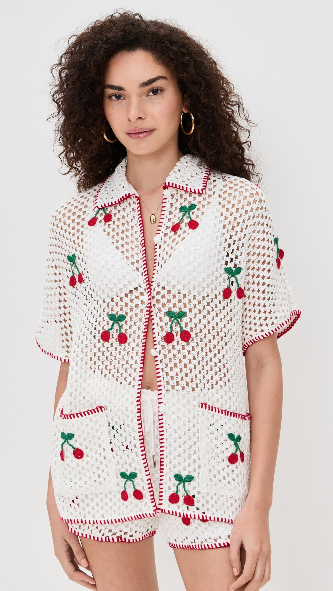 Saylor Blithe Cherry Mesh Crochet Short Set | Shopbop | Shopbop