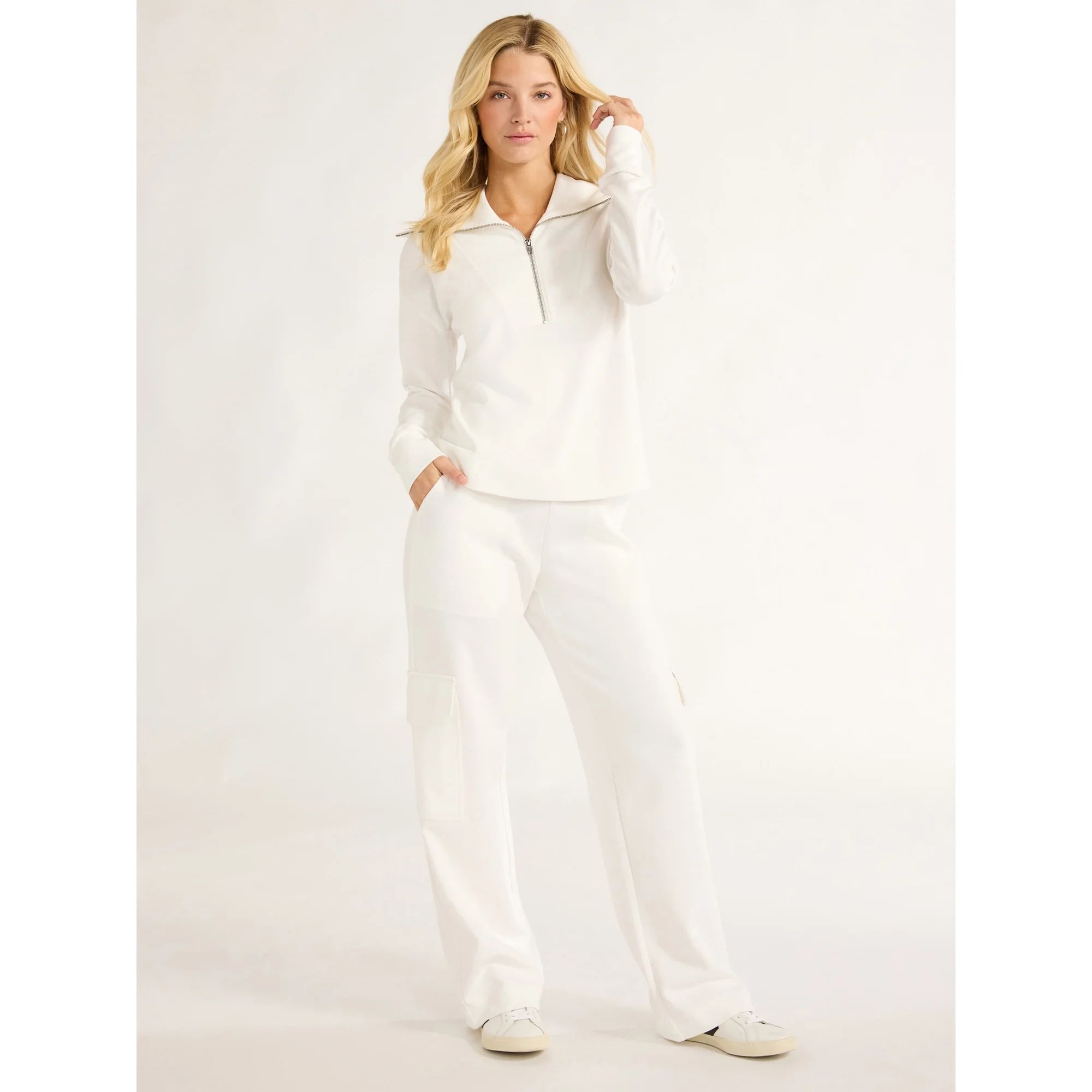 Free Assembly Women's Wide Leg Knit Cargo Pants, 30” Inseam, Sizes XS-XXL | Walmart (US)