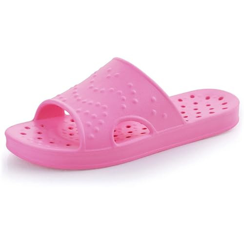 shevalues Shower Shoes for Women with Arch Support Quick Drying Pool Slides Lightweight Beach Sandals with Drain Holes, Hot Pink 6-7.5 Women / 4.5-6 Men | Amazon (US)