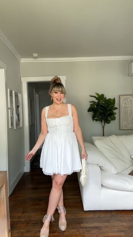Outfit for Sunday brunch! Wearing this flirty little milkmaid dress from amazon, definitely a perfect summer outfit 🤍 (or spring outfit!) 

#LTKfindsunder100 #LTKfindsunder50 #LTKSeasonal