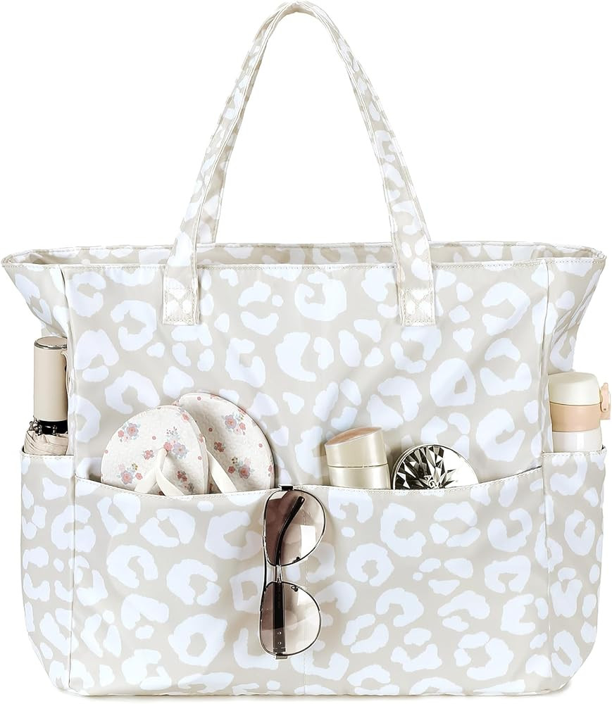 LEDAOU Large Beach Bag Women Waterproof Sandproof Zipper Beach Tote Pool Bag for Swim Gym Grocery... | Amazon (US)