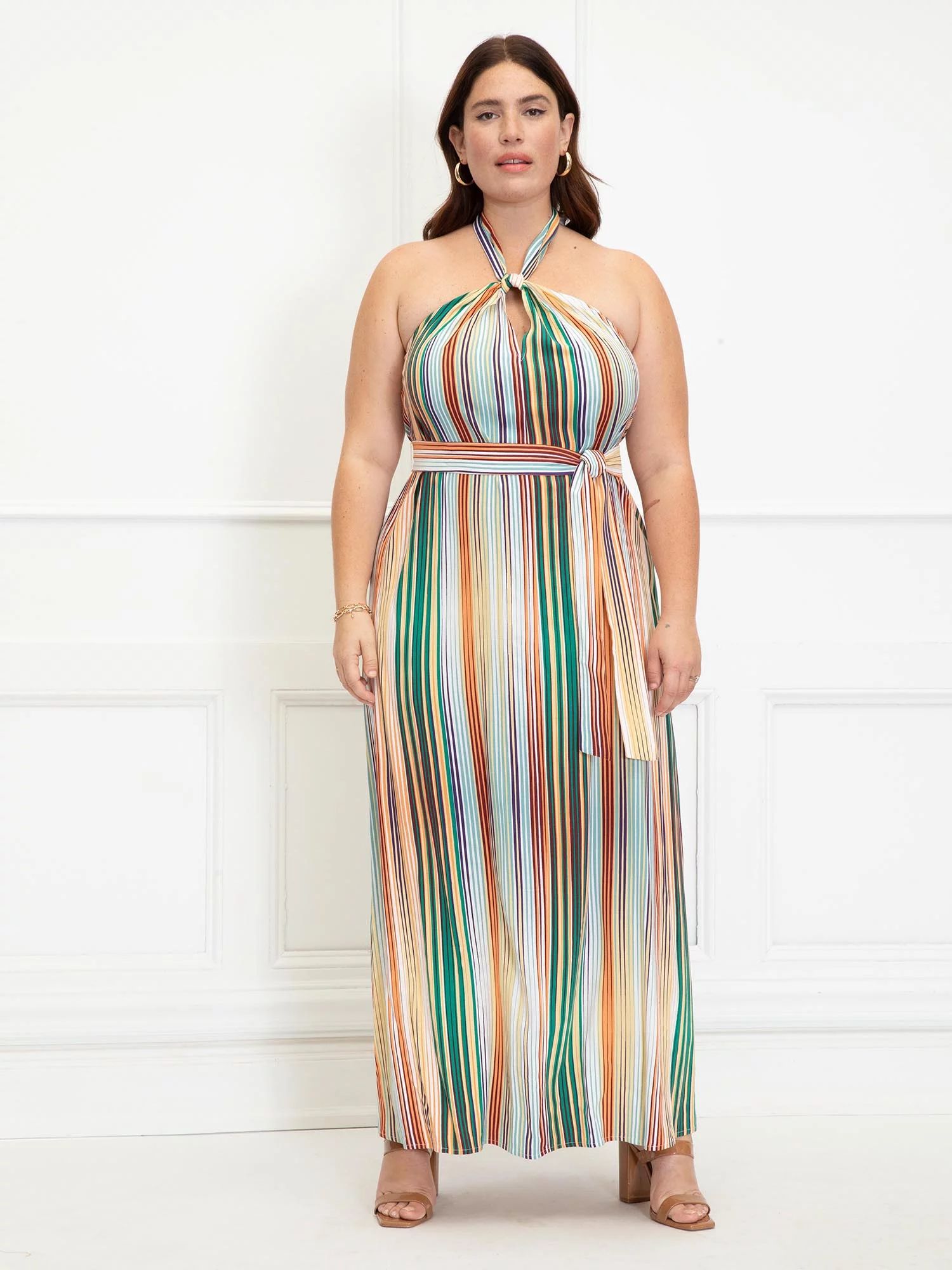ELOQUII Elements Women's Plus Size Printed Halter Dress - Walmart.com | Walmart (US)