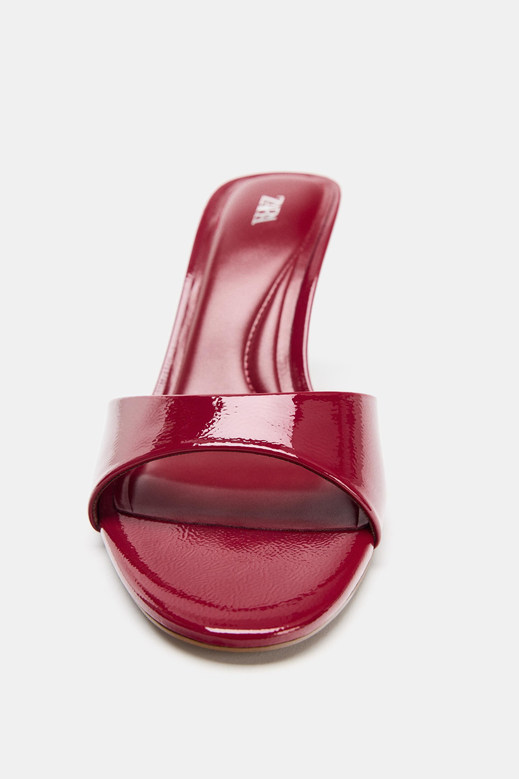 PATENT FINISH HEELED SANDALS | Zara US