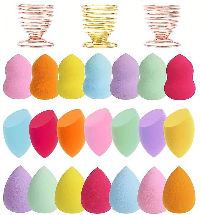 24pcs Makeup Sponge Blender Set - 21 Pcs Latex-Free Vegan Sponges with 3 Pcs Makeup Blender Holde... | Amazon (US)