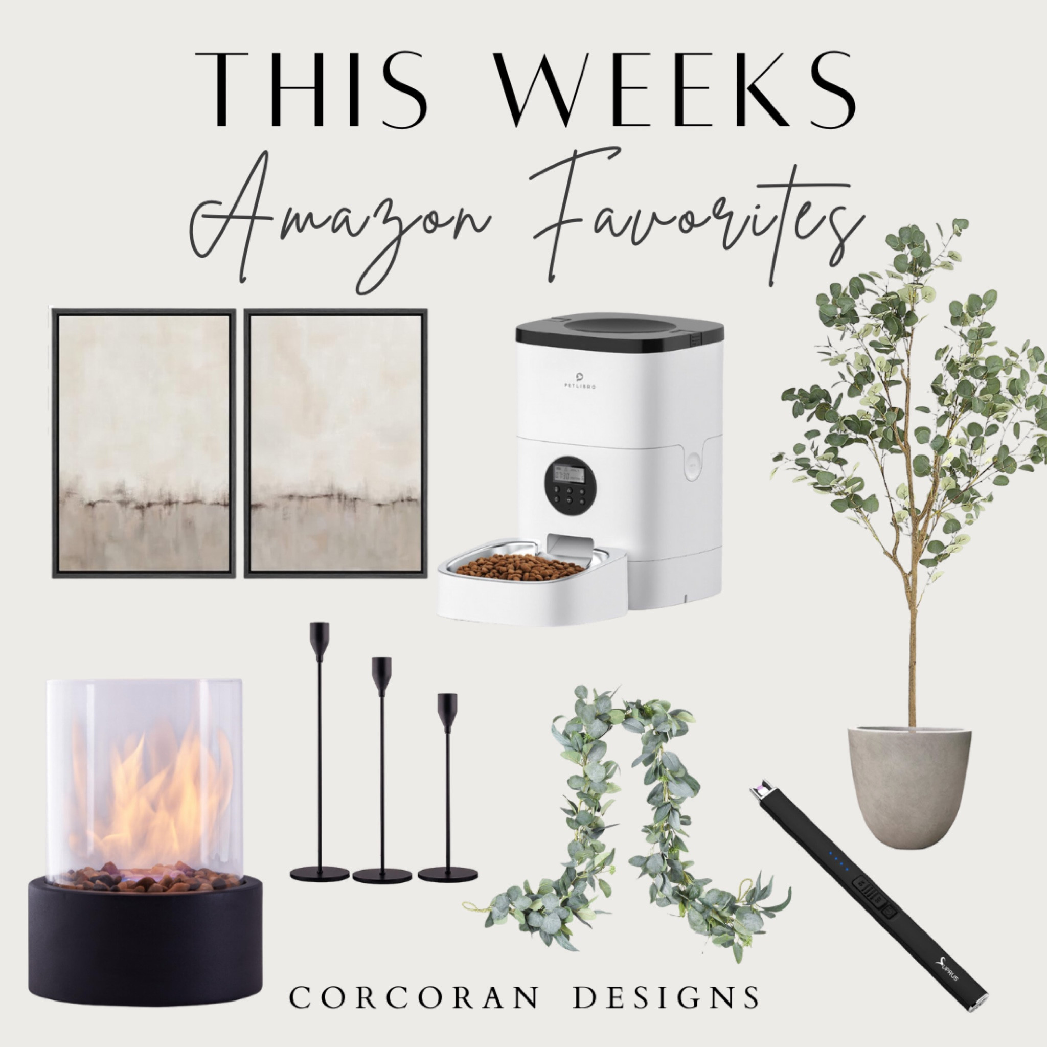 This week’s Amazon favorites! Modern neutral art, automatic pet feeder, olive tree, tabletop fire pit, eucalyptus garland, electric lighter.

#amazonhome
#amazonfavorites
#amazonfinds
#amazondeals
#neutralartwork
#olivetree
#tabletopfirepit
#electriclighter 
#automaticpetfeeder
#eucalyptusgarland
#blackcandlesticks 

#LTKsalealert #LTKfindsunder100 #LTKhome