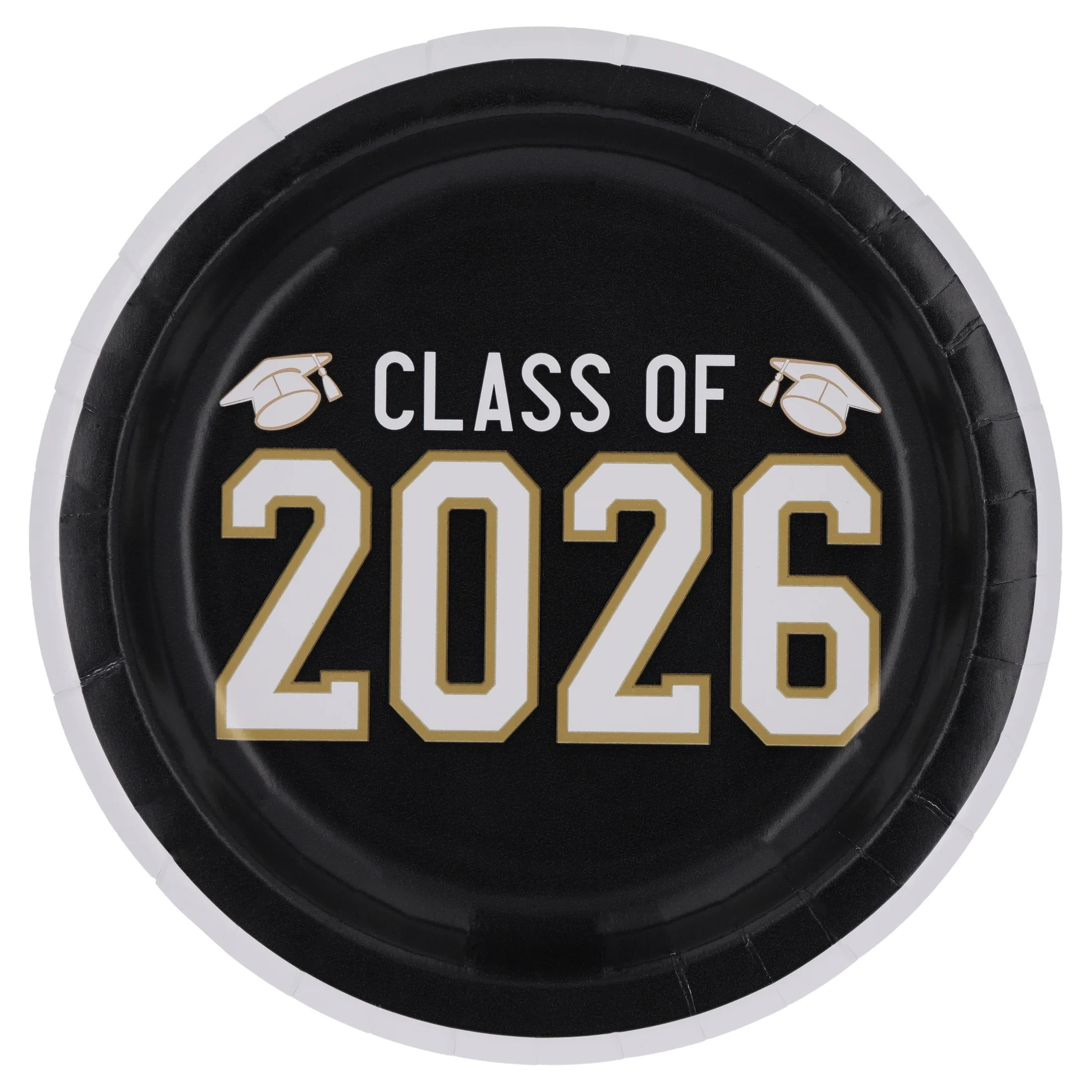 Black/Gold/White Class of 2026 Disposable Paper Plates, 9", 8 Count, Graduation by Way To Celebra... | Walmart (US)