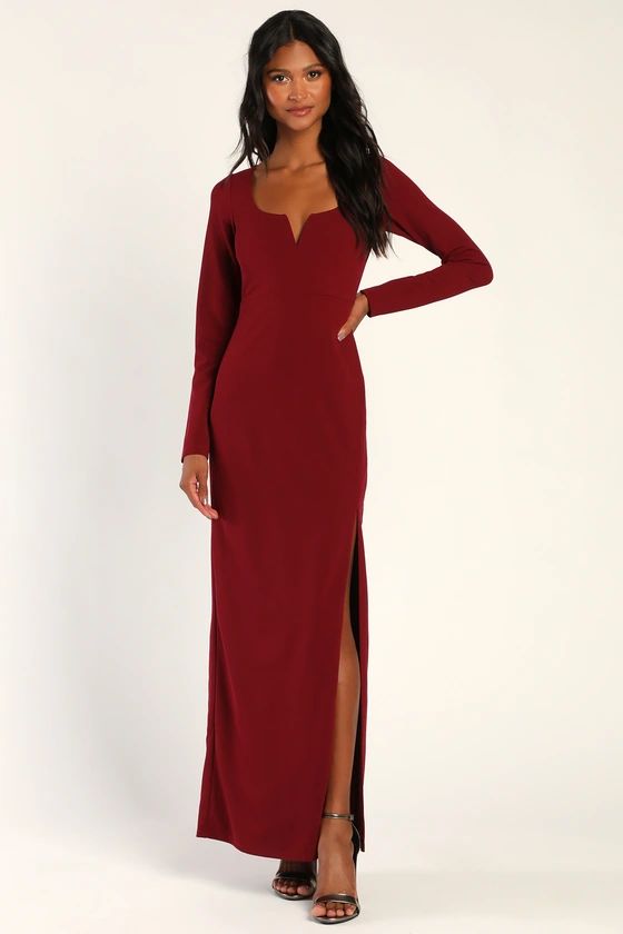 True Love Lasts Burgundy Long Sleeve Backless Maxi Dress | Lulus (US)