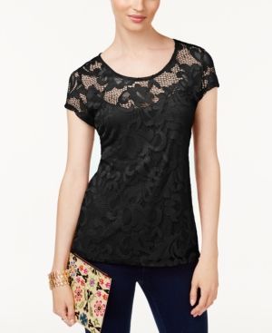 Inc International Concepts Lace Illusion Top, Created for Macy's | Macys (US)