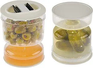 HOME-X Pickle and Olives Hourglass Jar, Juice Separator, Pickle and Olive Container – 4.5” L | Amazon (US)